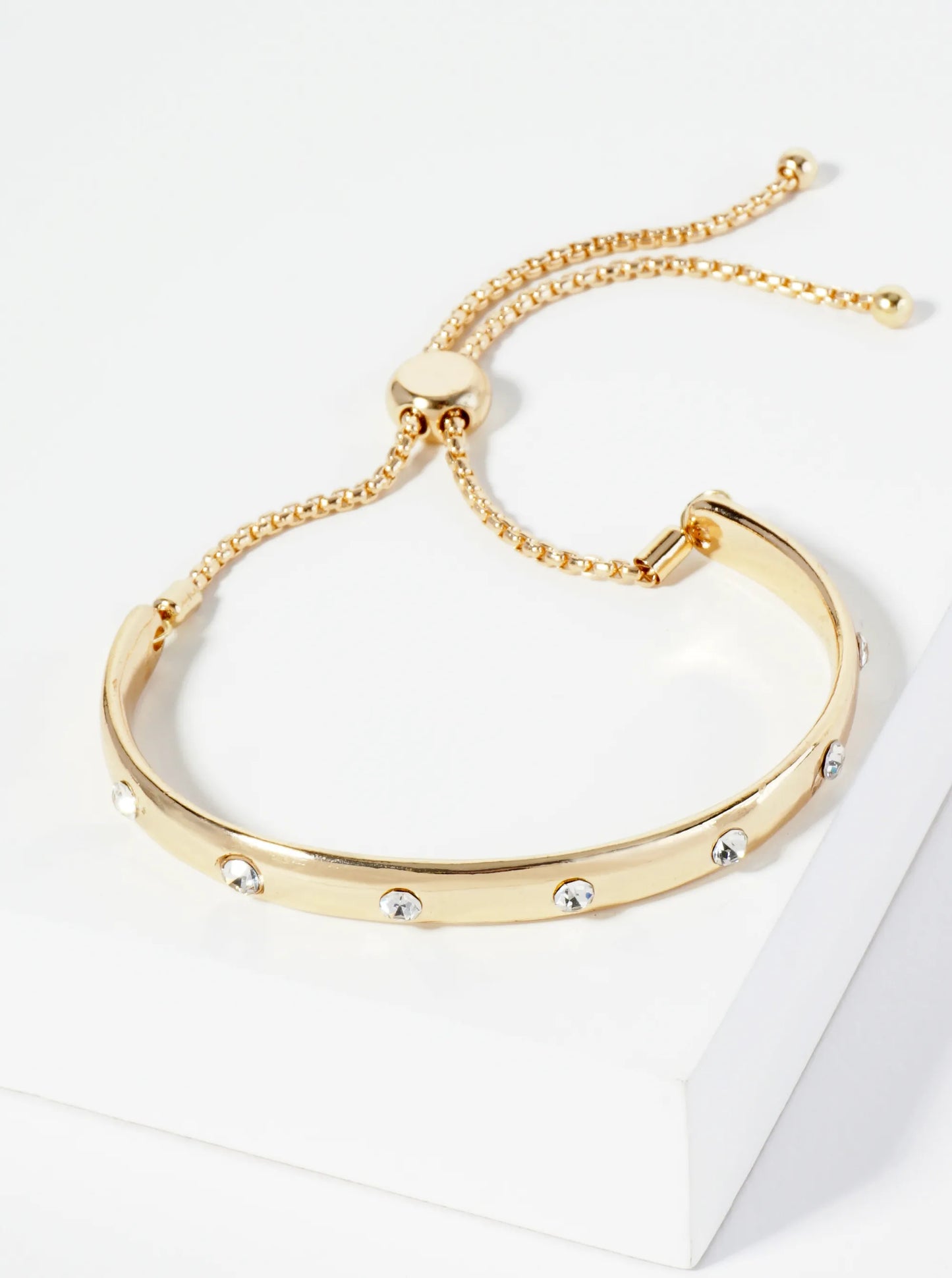 Adjustable Rhinestone Pull-Tie Metal Bracelet