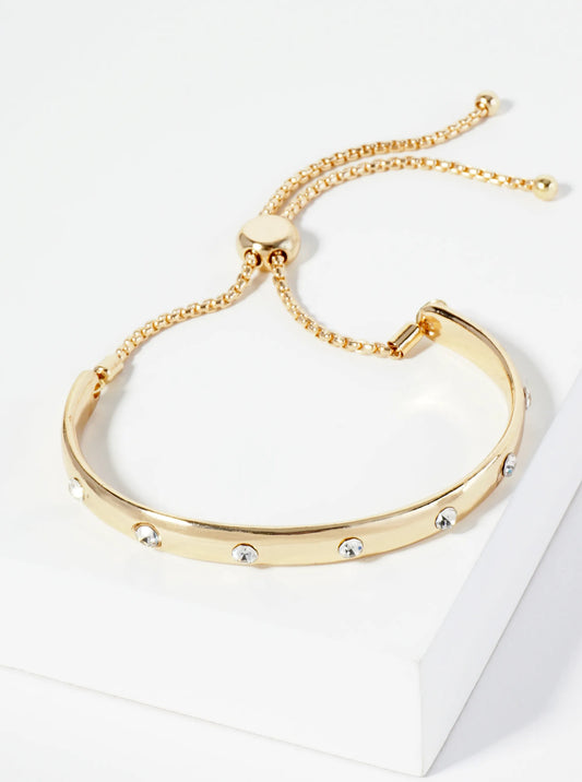 Adjustable Rhinestone Pull-Tie Metal Bracelet