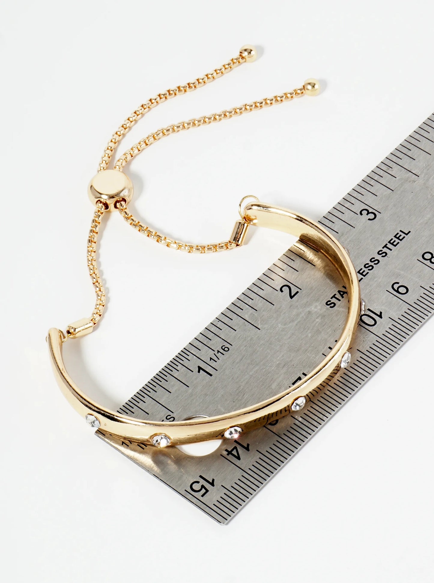 Adjustable Rhinestone Pull-Tie Metal Bracelet