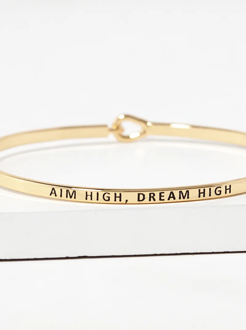 Aim High Dream High Engraved Inspirational Bangle Bracelet