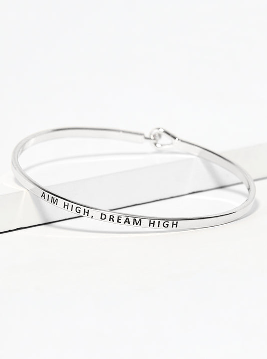 Aim High Dream High Engraved Inspirational Bangle Bracelet