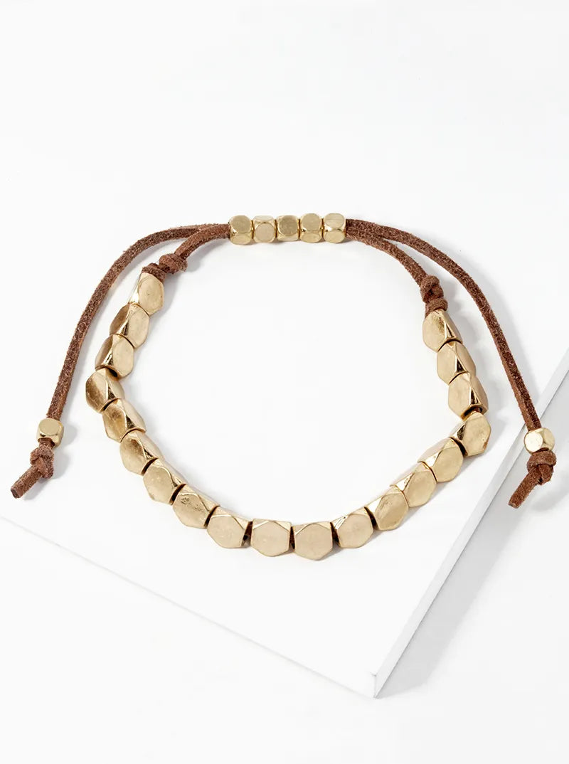 Alloy Metal Pull Tie Suede Adjustable Up To 8 Inch Bracelet