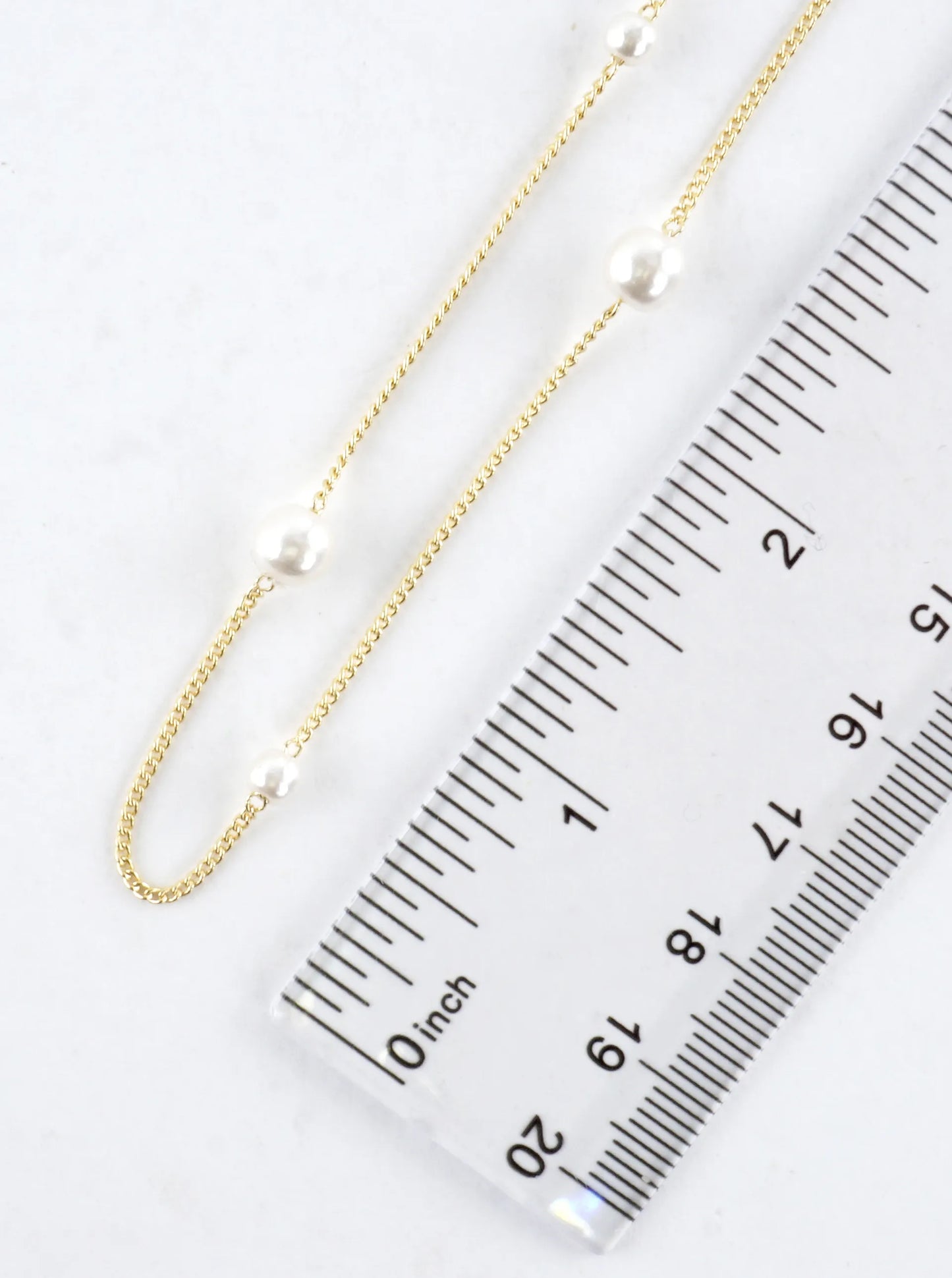 Alternating Pearl Brass Chain Necklace