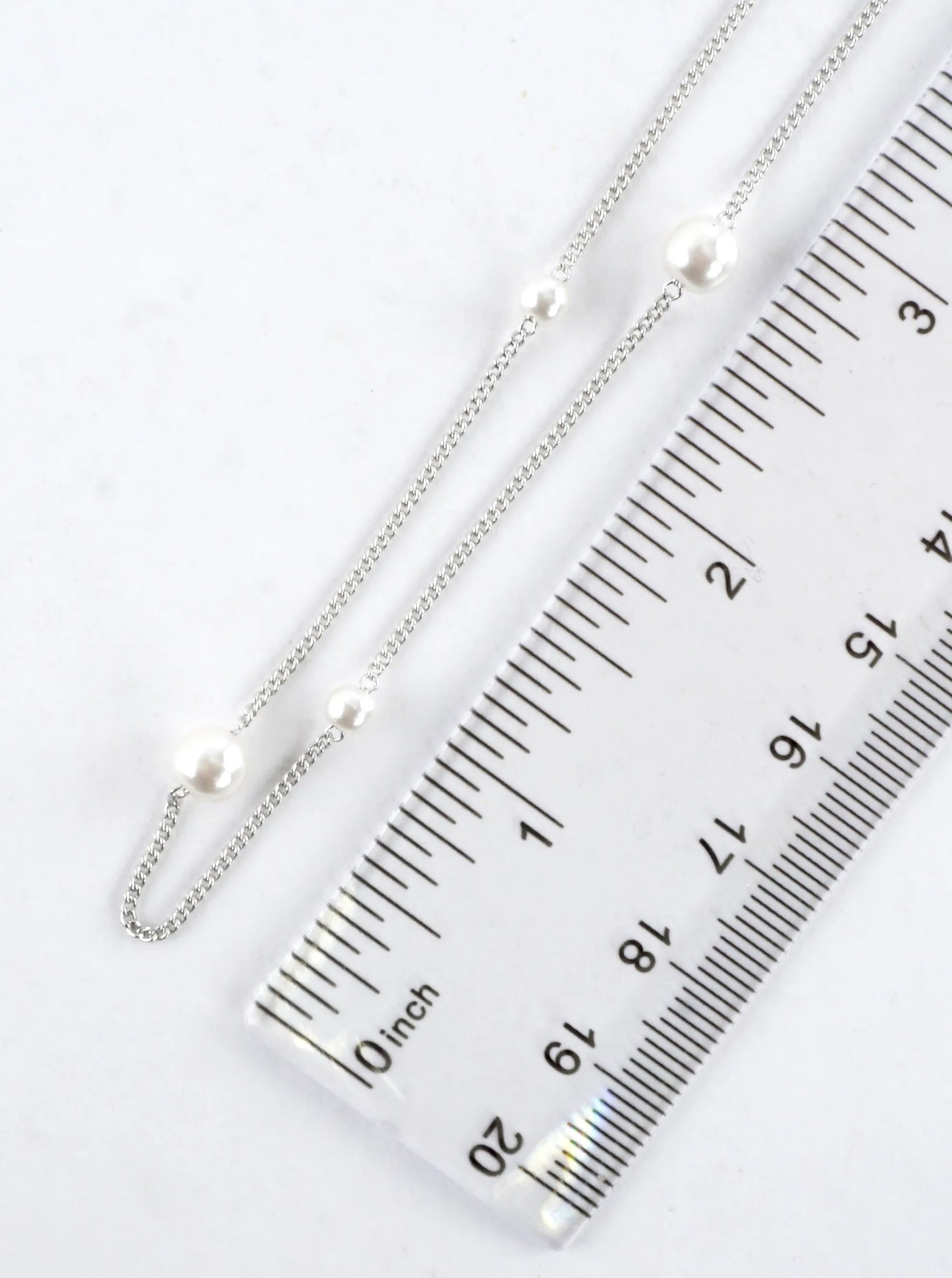 Alternating Pearl Brass Chain Necklace