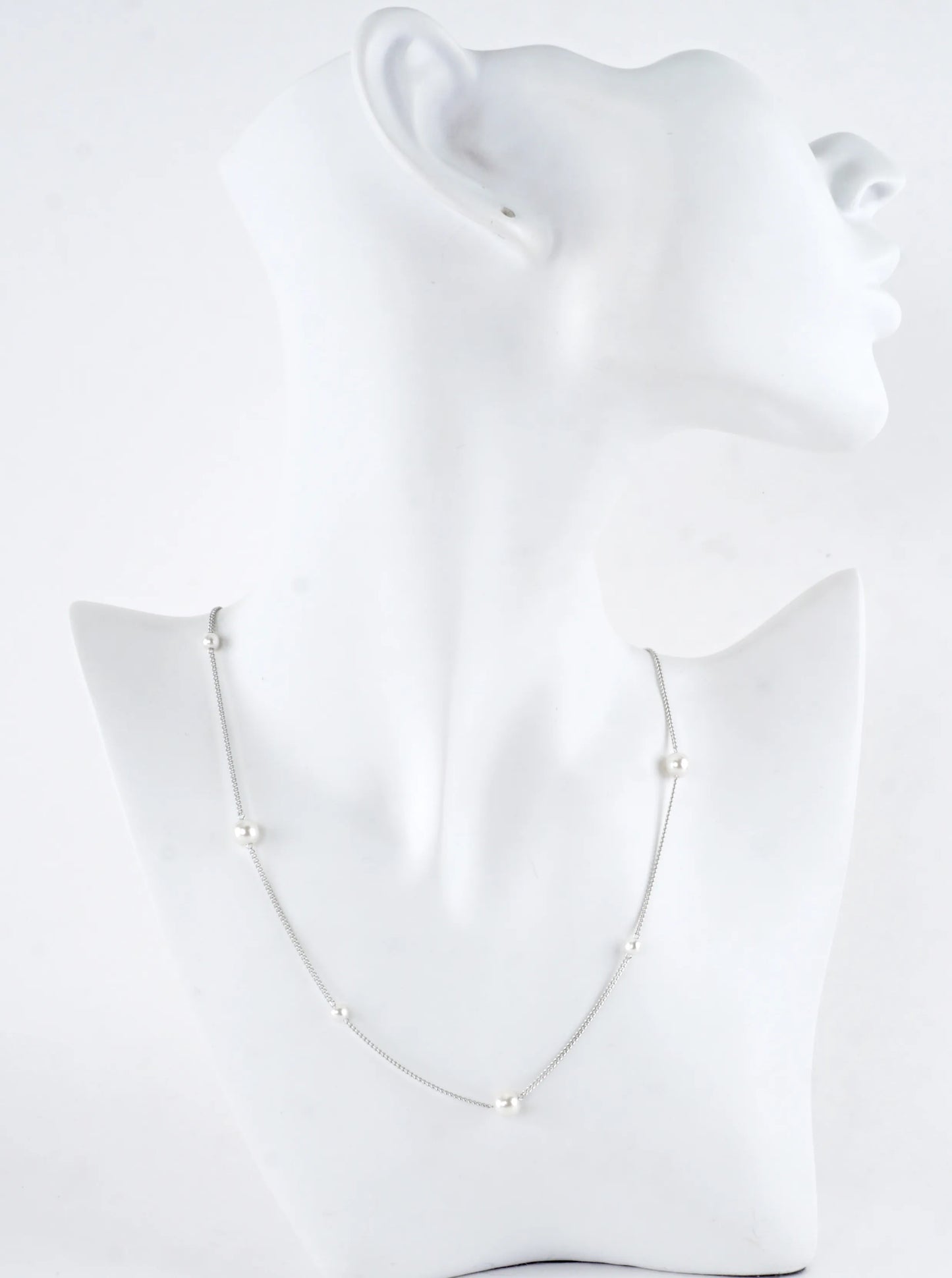 Alternating Pearl Brass Chain Necklace