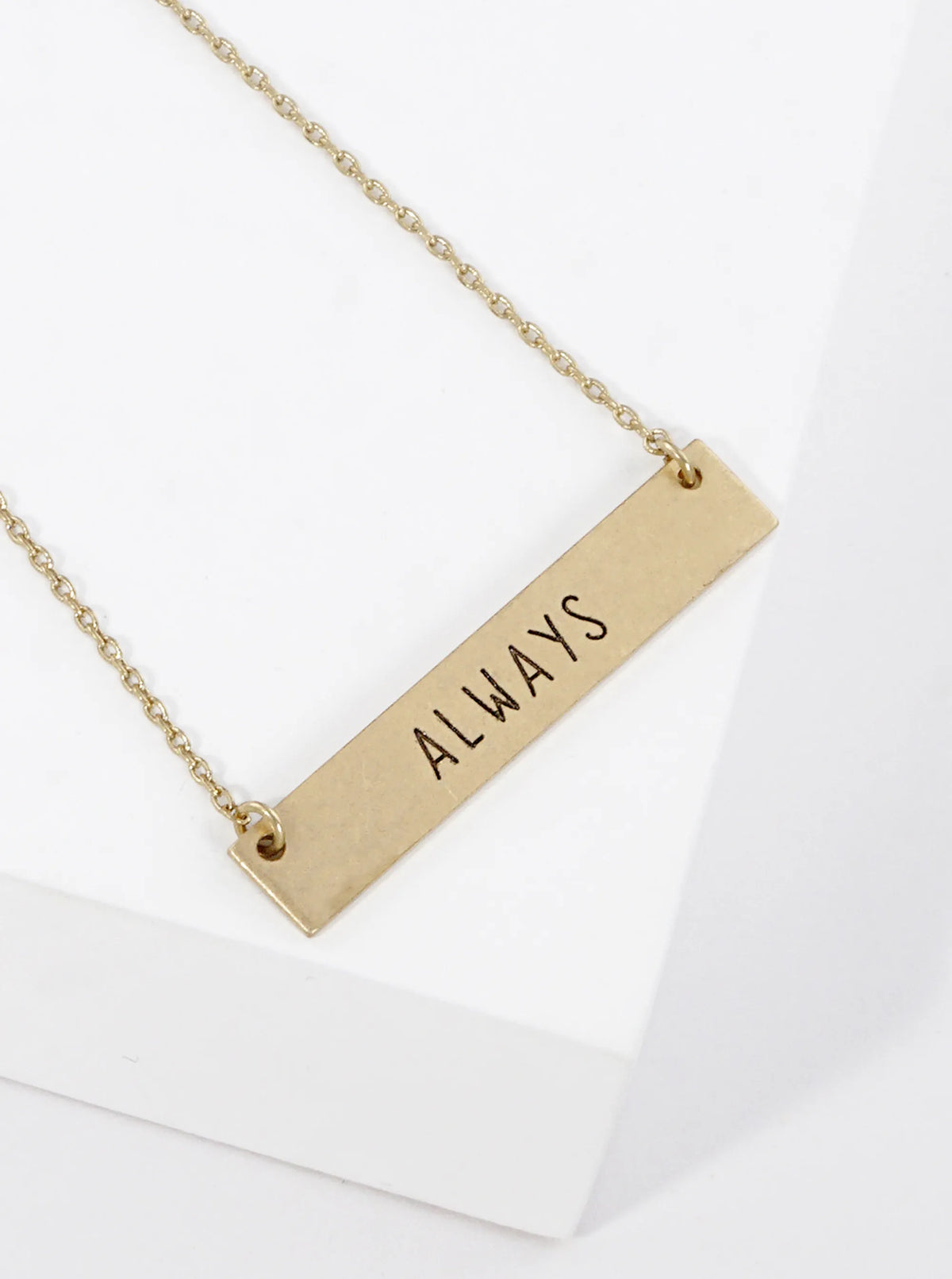 Always Engraved Horizontal Bar Pendant Necklace
