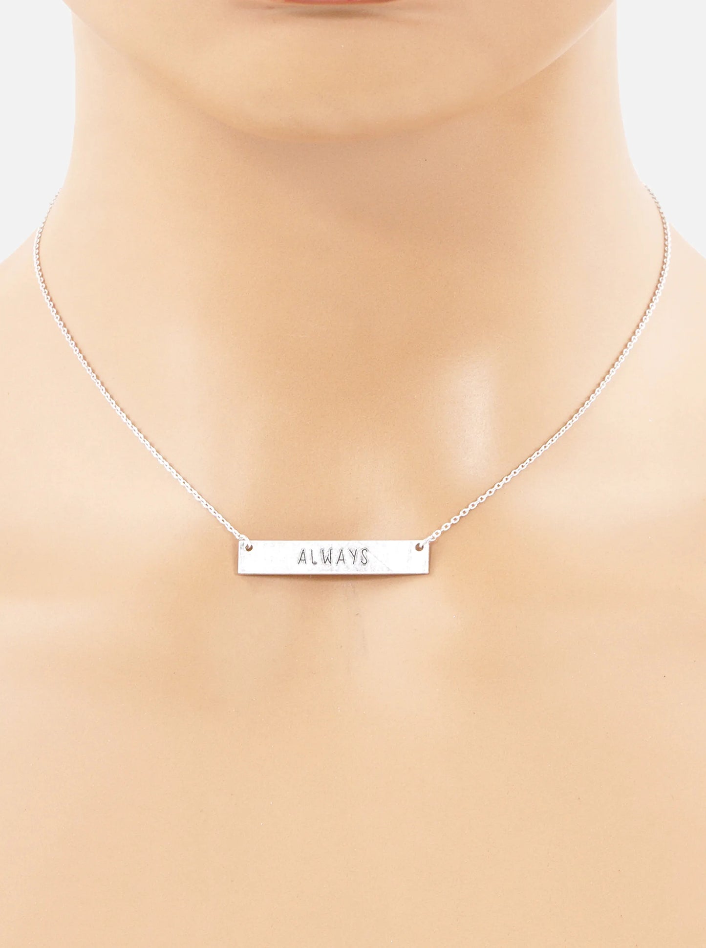 Always Engraved Horizontal Bar Pendant Necklace
