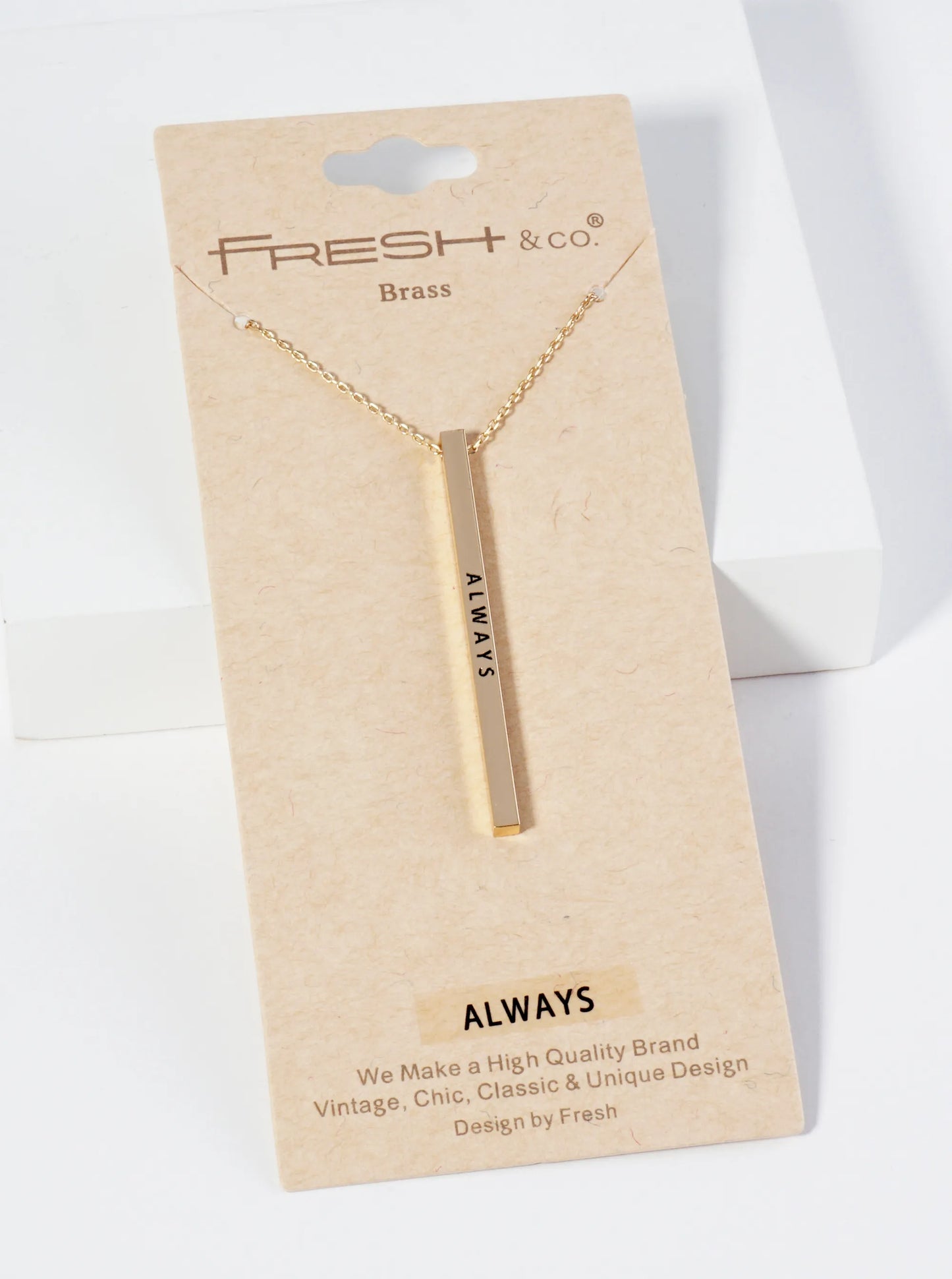 Always Engraved Vertical Bar Pendant Inspirational Necklace