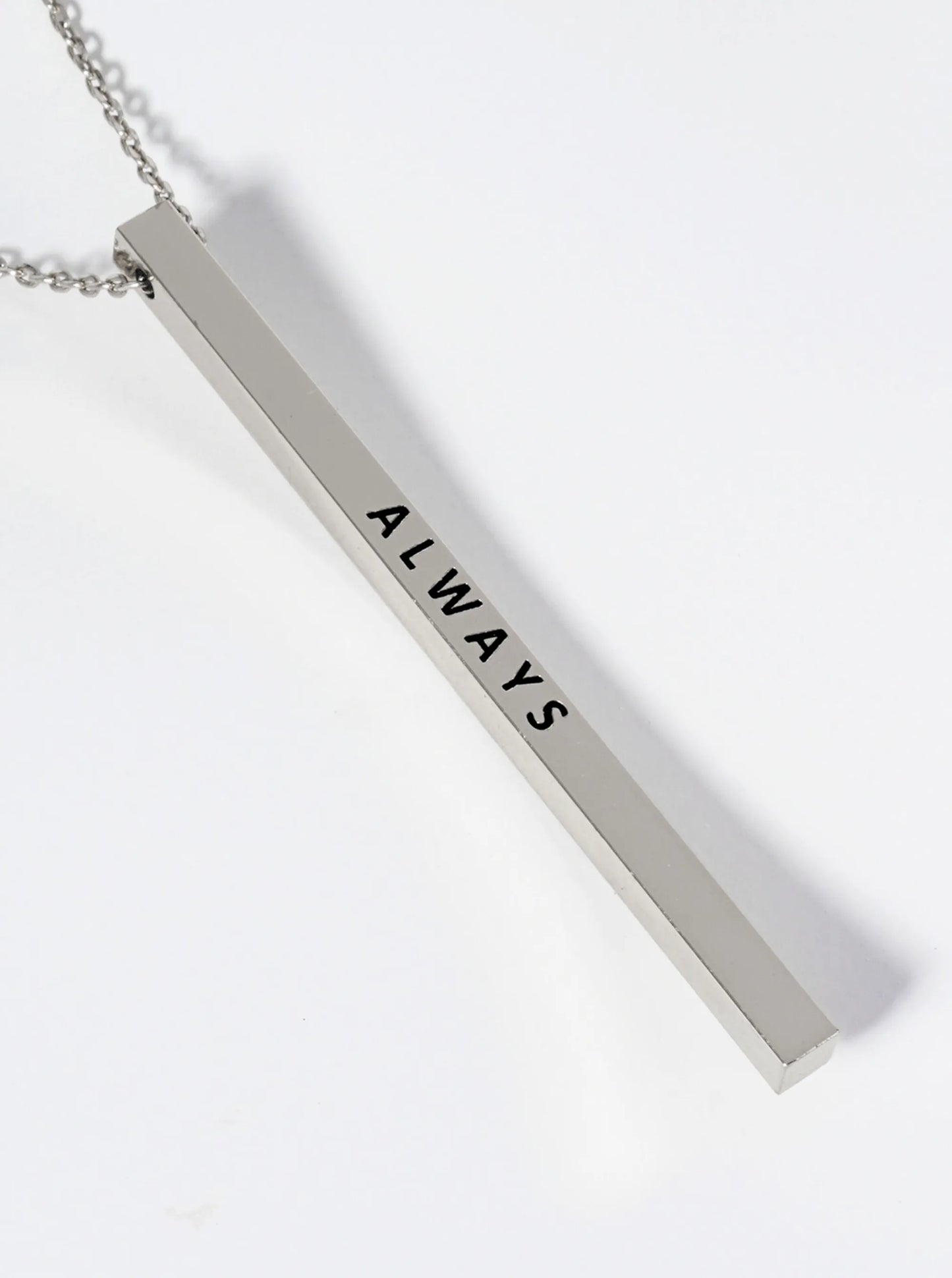 Always Engraved Vertical Bar Pendant Inspirational Necklace