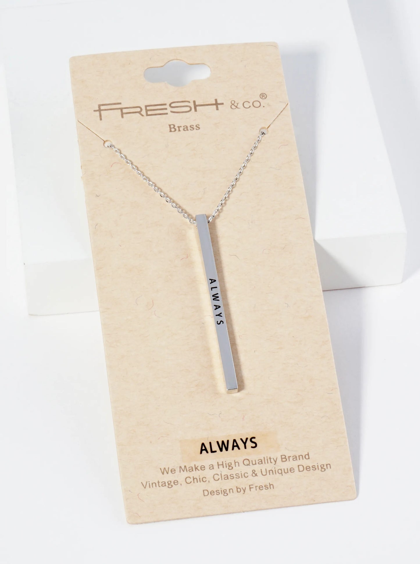 Always Engraved Vertical Bar Pendant Inspirational Necklace