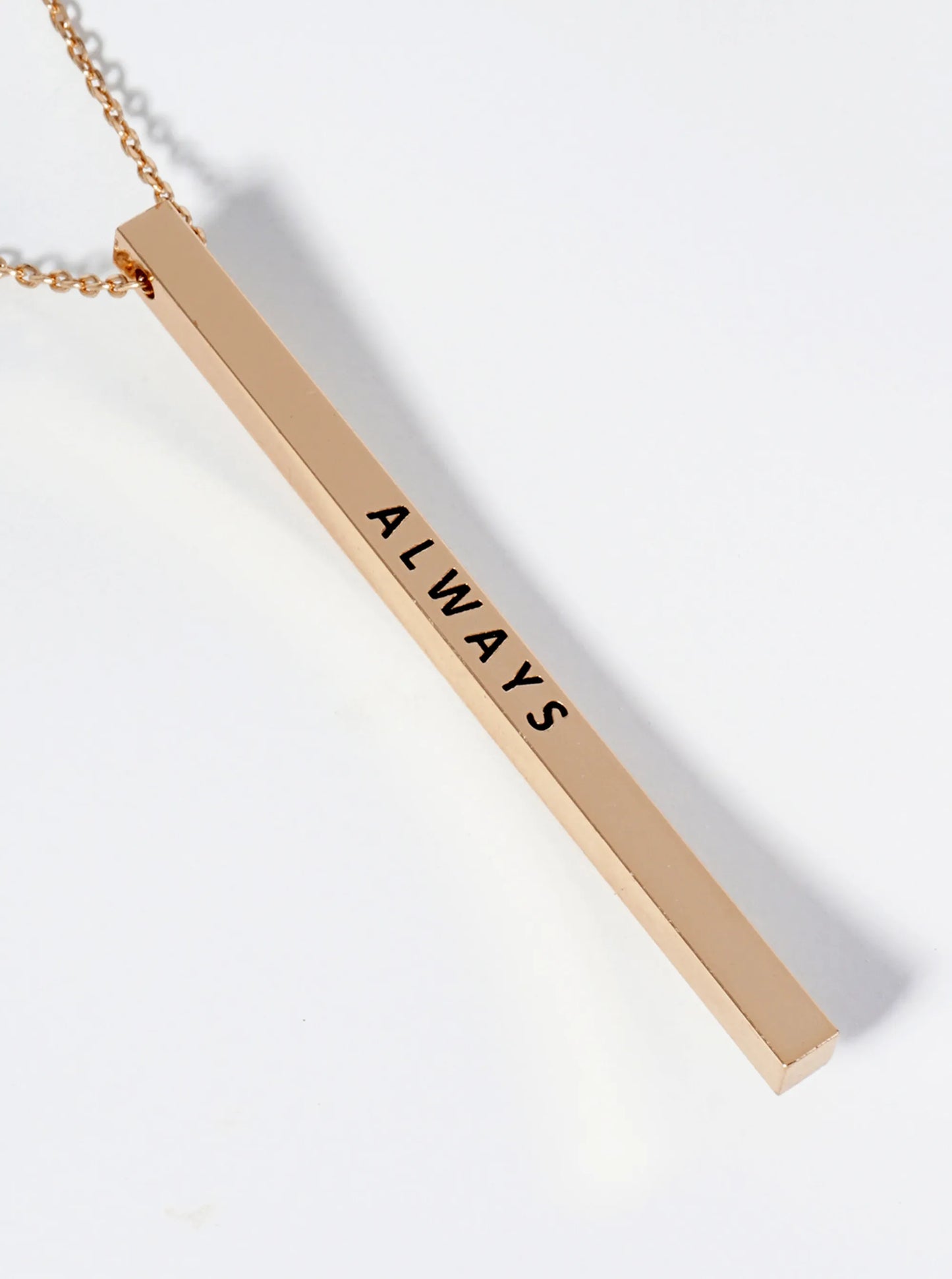 Always Engraved Vertical Bar Pendant Inspirational Necklace