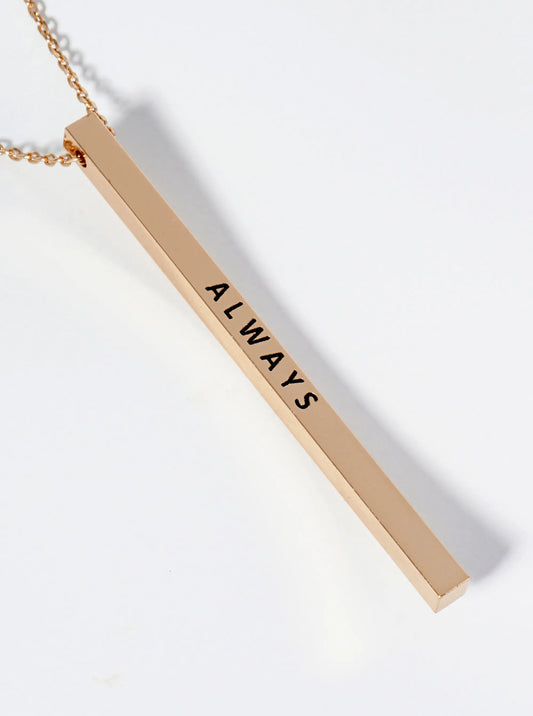 Always Engraved Vertical Bar Pendant Inspirational Necklace