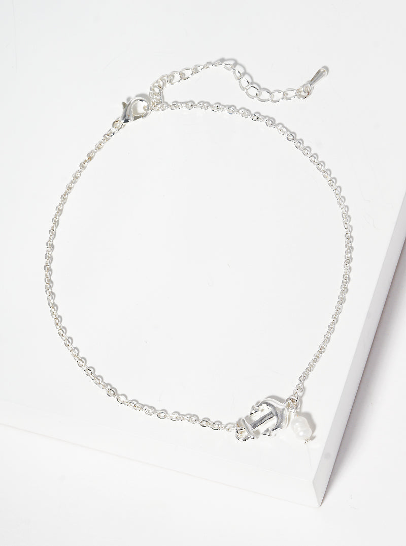 Anchor Freshwater Charm Nautical Anklet