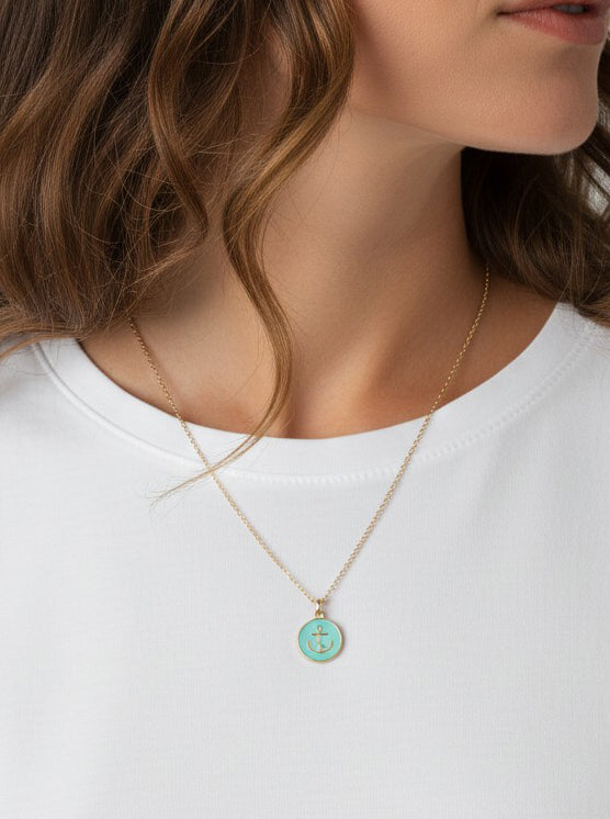 Anchor Geometric Pendant Necklace