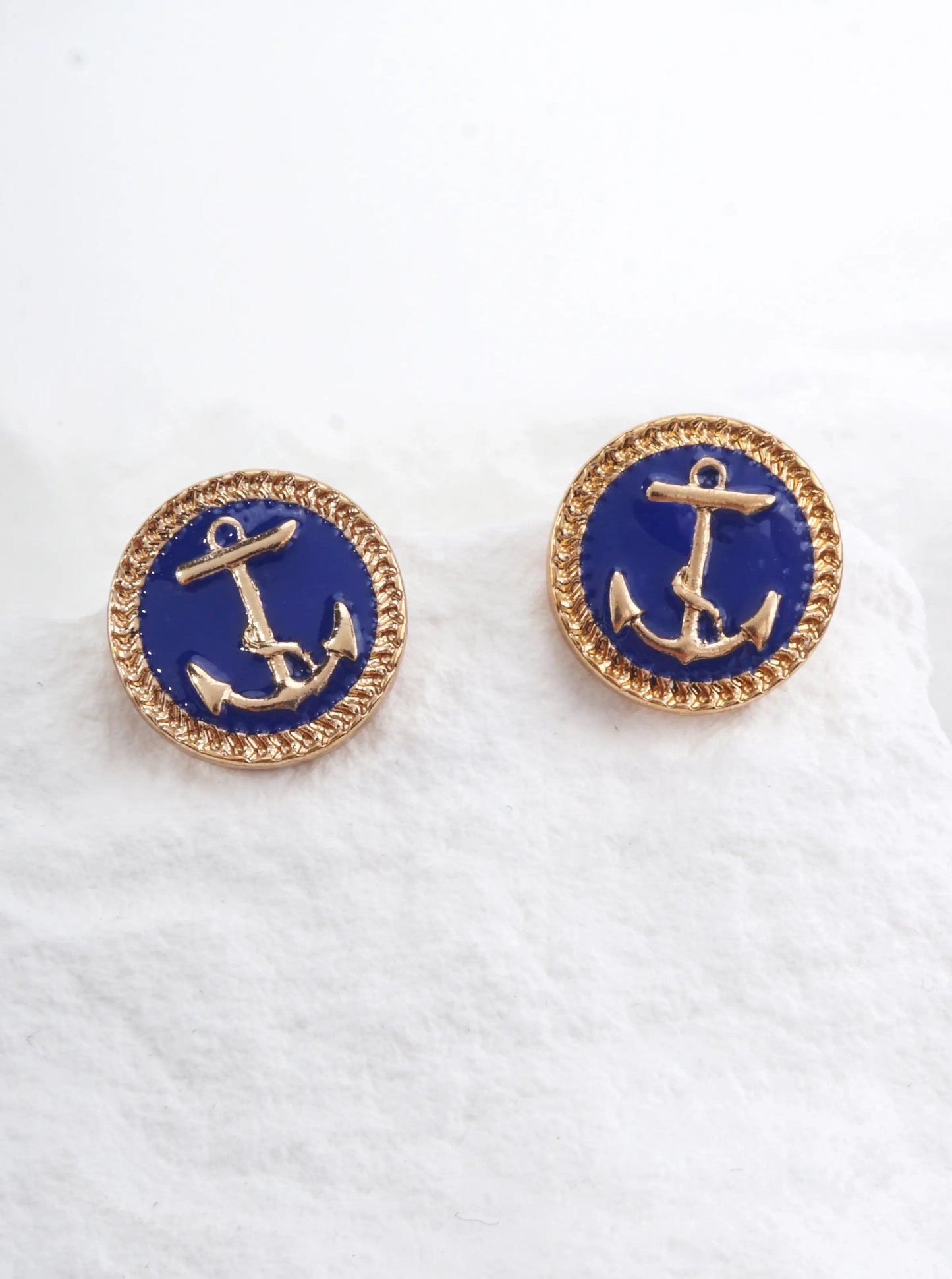 Anchor Motif Braided Stud Earrings