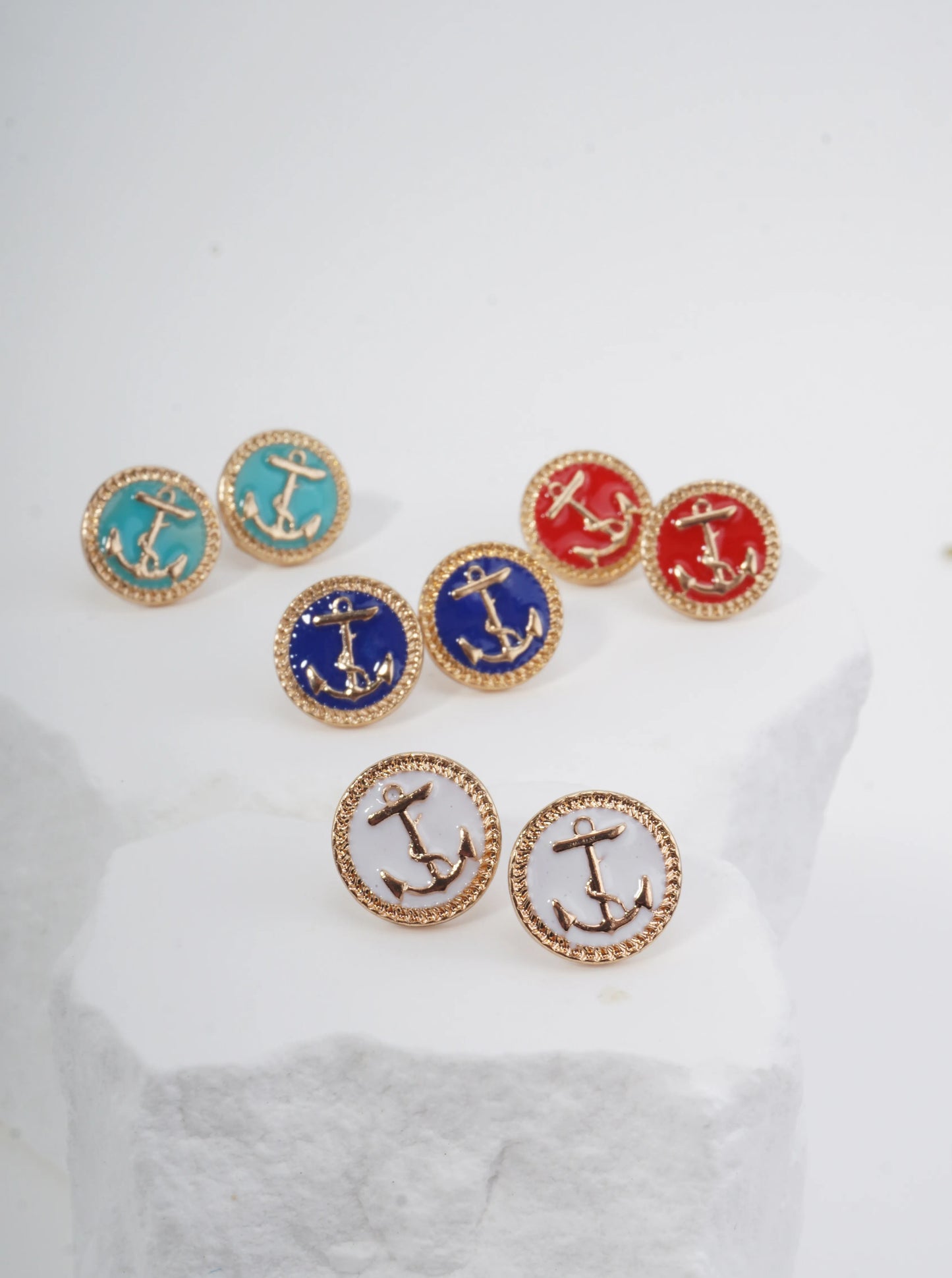 Anchor Motif Braided Stud Earrings