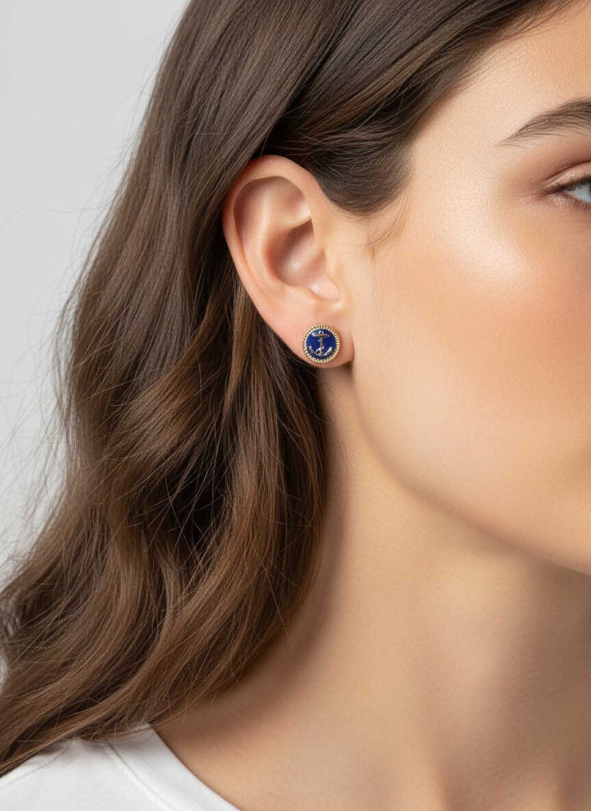 Anchor Motif Braided Stud Earrings
