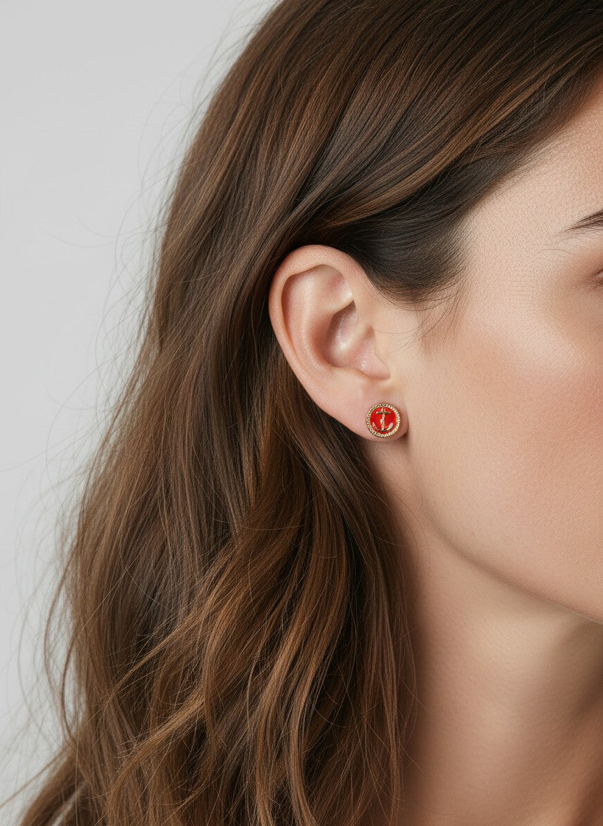 Anchor Motif Braided Stud Earrings