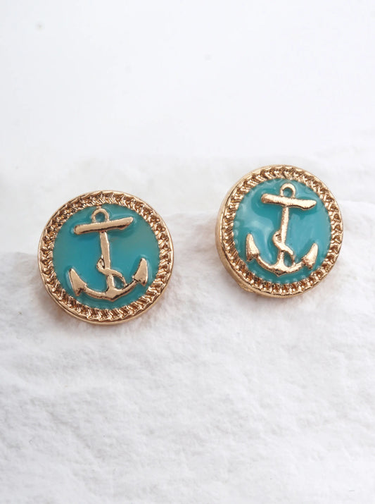 Anchor Motif Braided Stud Earrings