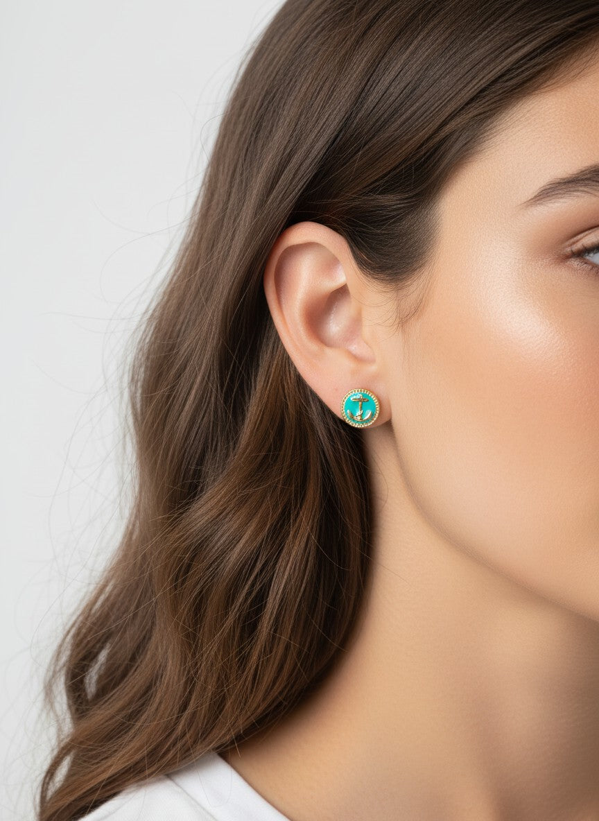 Anchor Motif Braided Stud Earrings