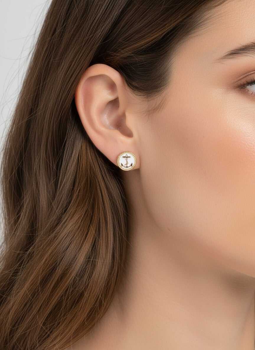 Anchor Motif Braided Stud Earrings