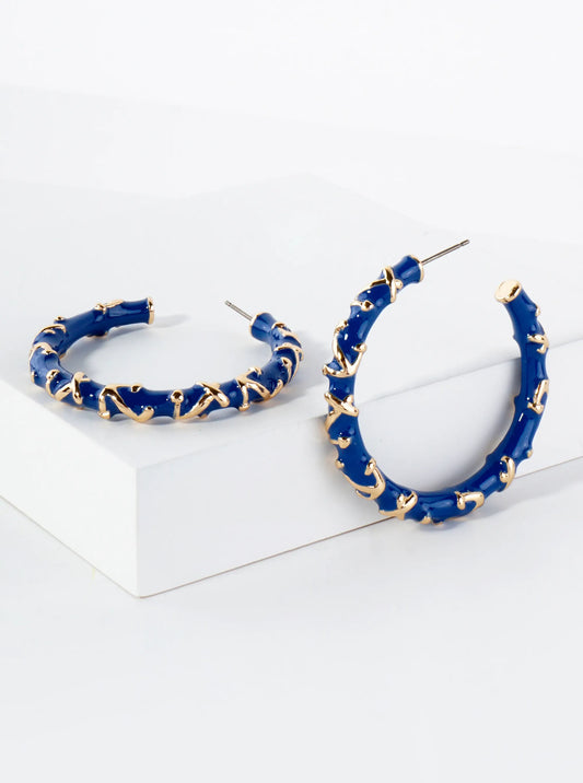 Anchor Pattern 45mm Nautical Enamel Hoop Earrings