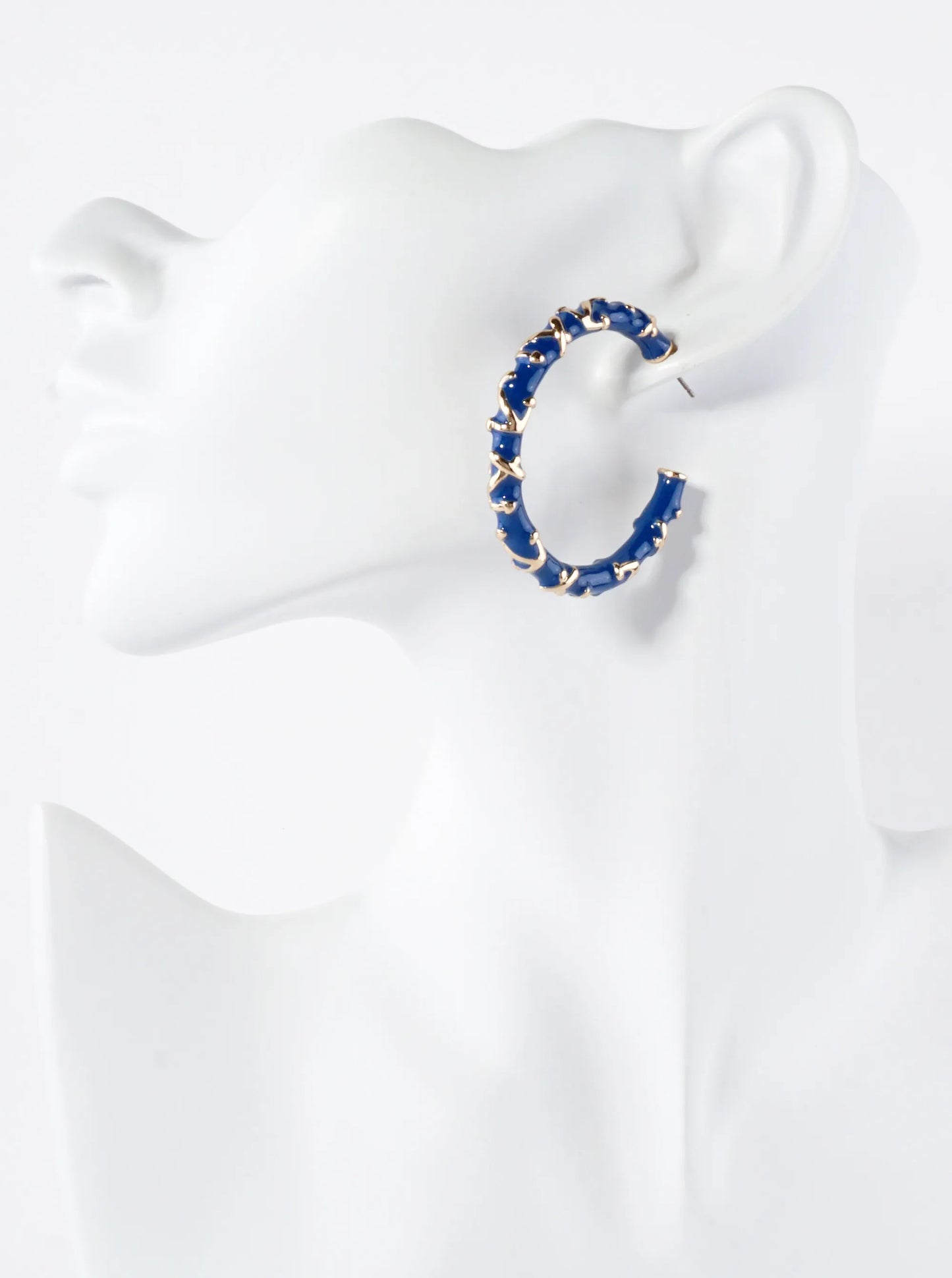 Anchor Pattern 45mm Nautical Enamel Hoop Earrings