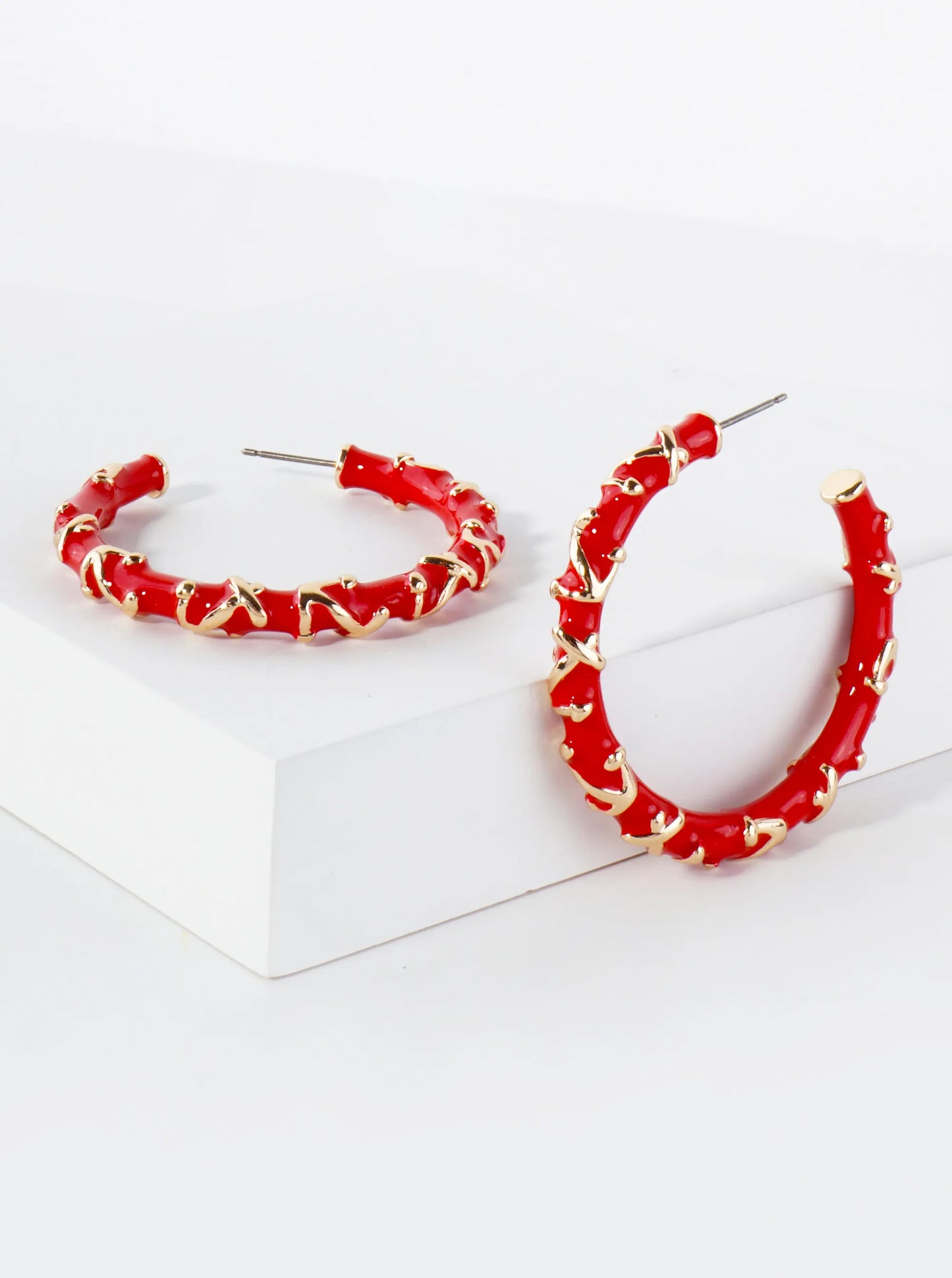 Anchor Pattern 45mm Nautical Enamel Hoop Earrings