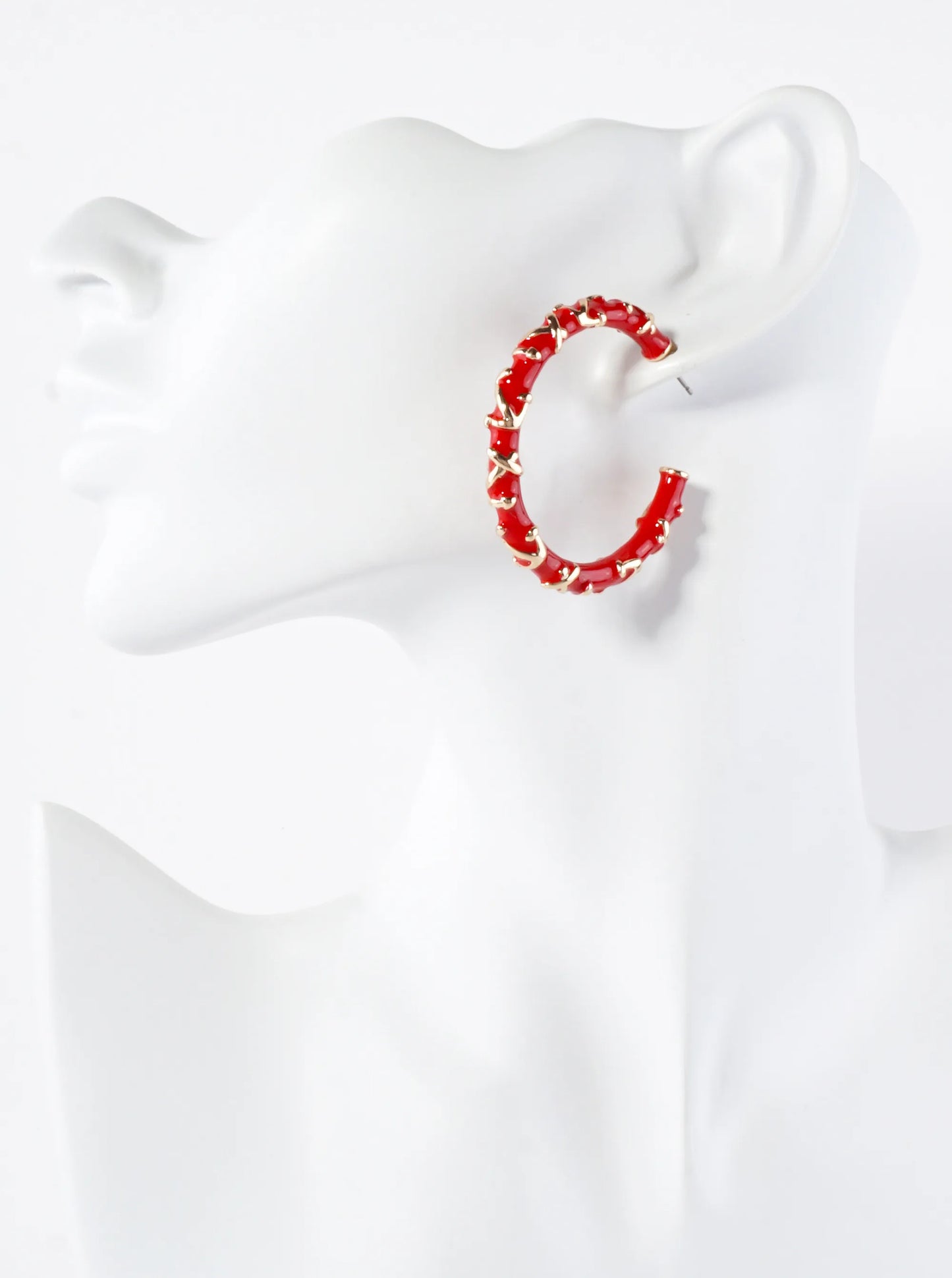 Anchor Pattern 45mm Nautical Enamel Hoop Earrings