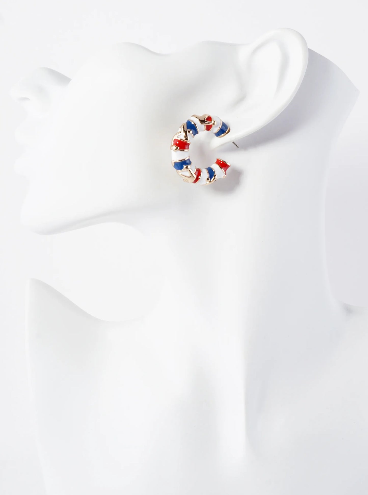 Anchor-Textured 27mm Enamel Nautical Hoop Earrings
