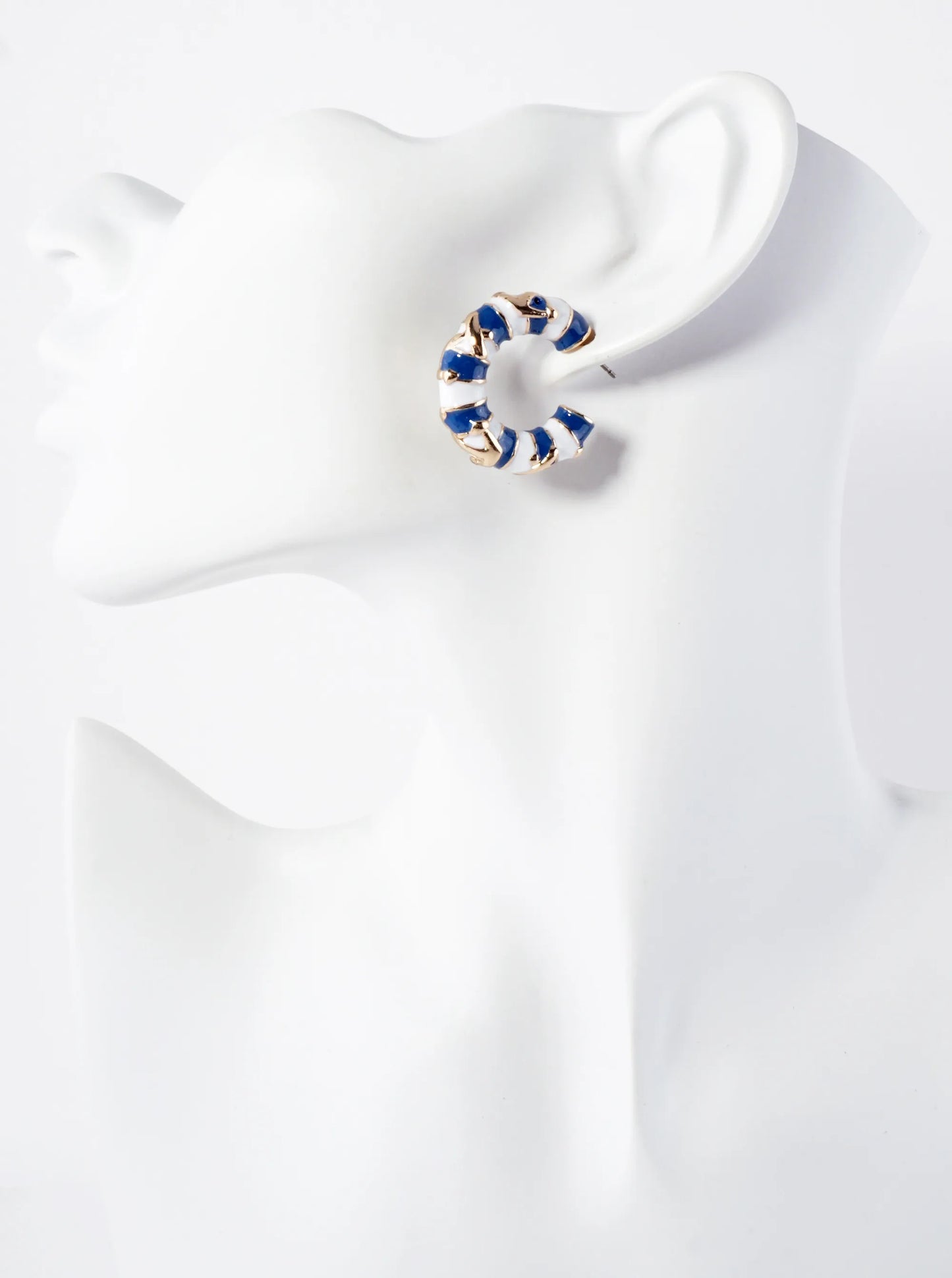 Anchor-Textured 27mm Enamel Nautical Hoop Earrings