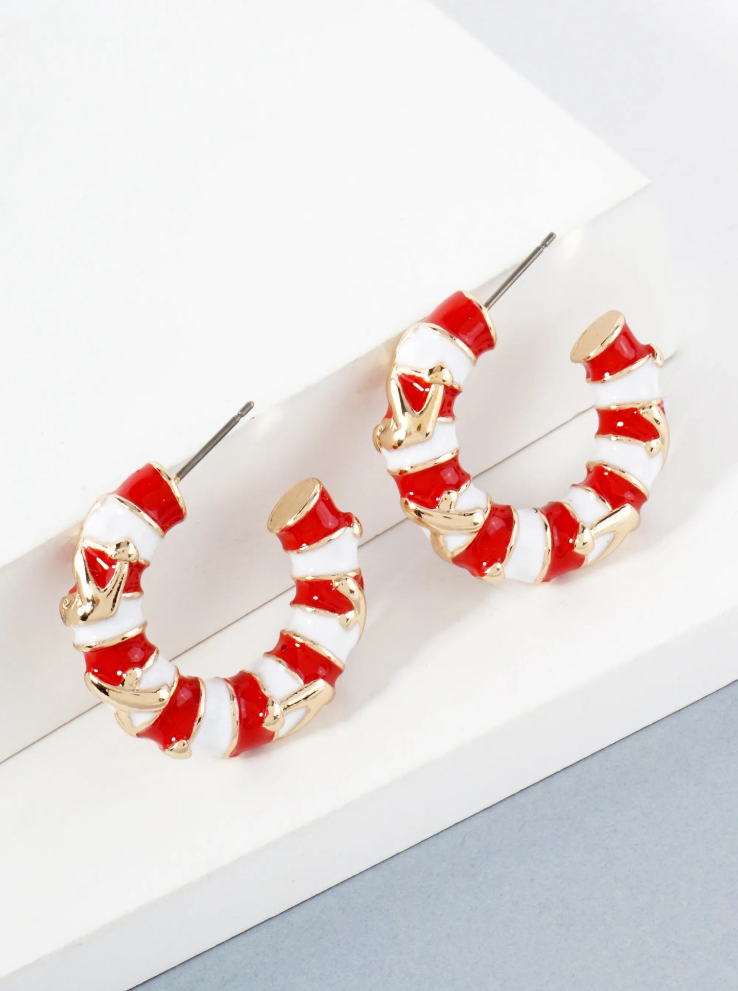 Anchor-Textured 27mm Enamel Nautical Hoop Earrings