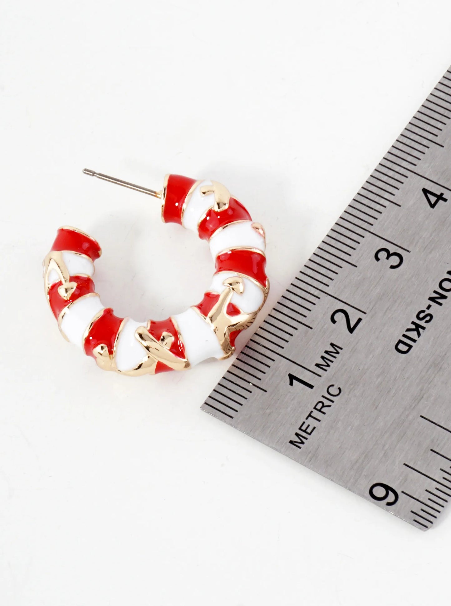 Anchor-Textured 27mm Enamel Nautical Hoop Earrings