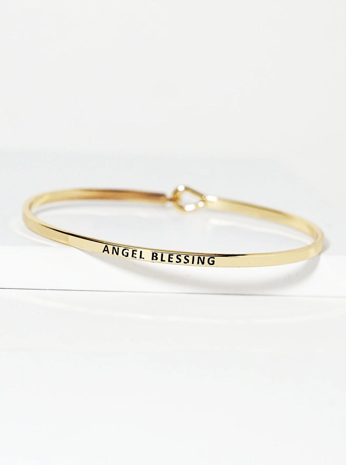 Angel Blessing Engraved Inspirational Bangle Bracelet