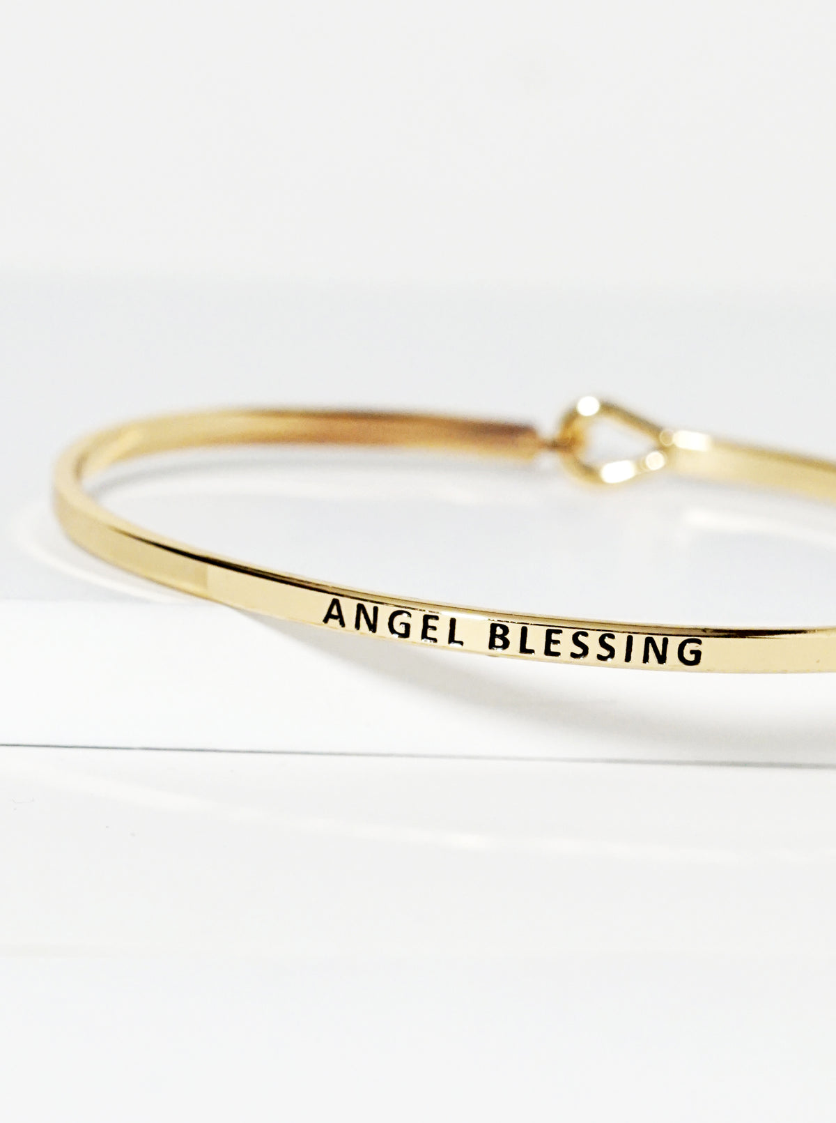 Angel Blessing Engraved Inspirational Bangle Bracelet