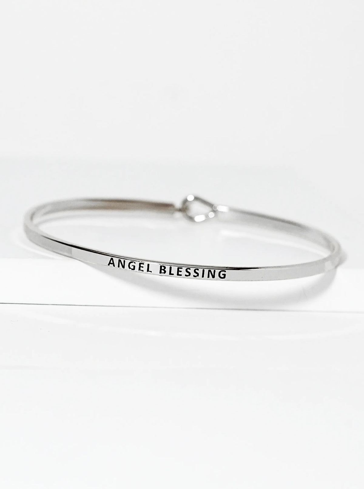 Angel Blessing Engraved Inspirational Bangle Bracelet