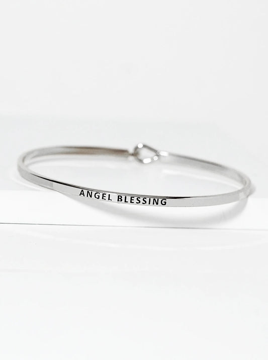 Angel Blessing Engraved Inspirational Bangle Bracelet