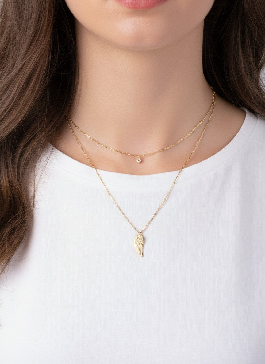 Angel-Wing 18K-Gold-Dipped Layered Necklace