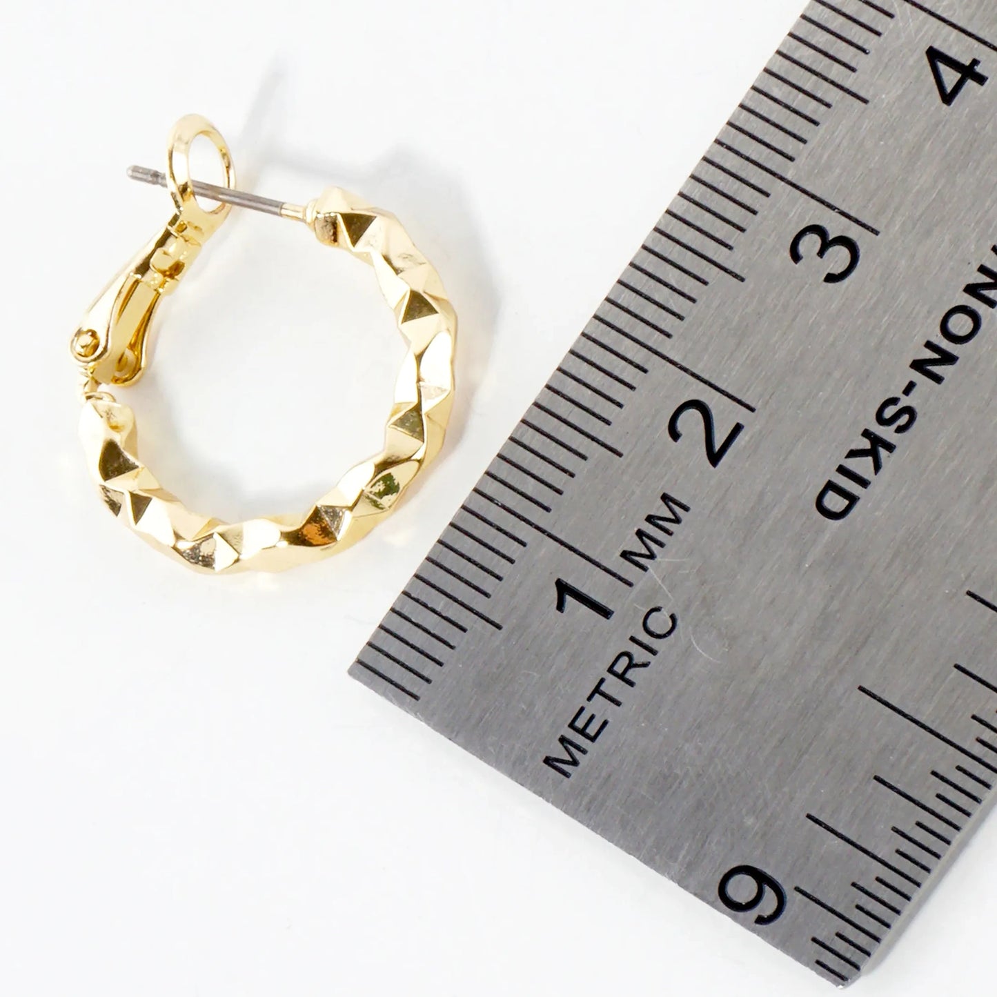 Angular-Texture Polished 20mm 14K-Gold-Dipped Brass Omega-Back Hoop Earrings