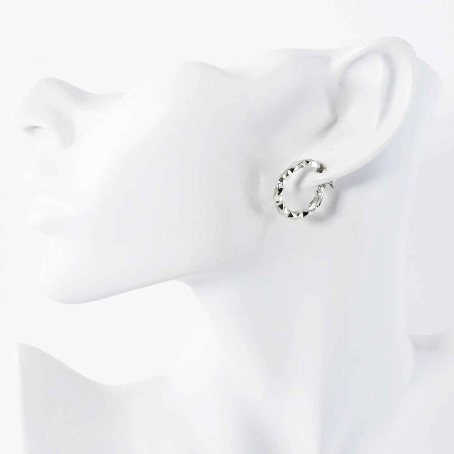Angular-Texture Polished 20mm 14K-Gold-Dipped Brass Omega-Back Hoop Earrings