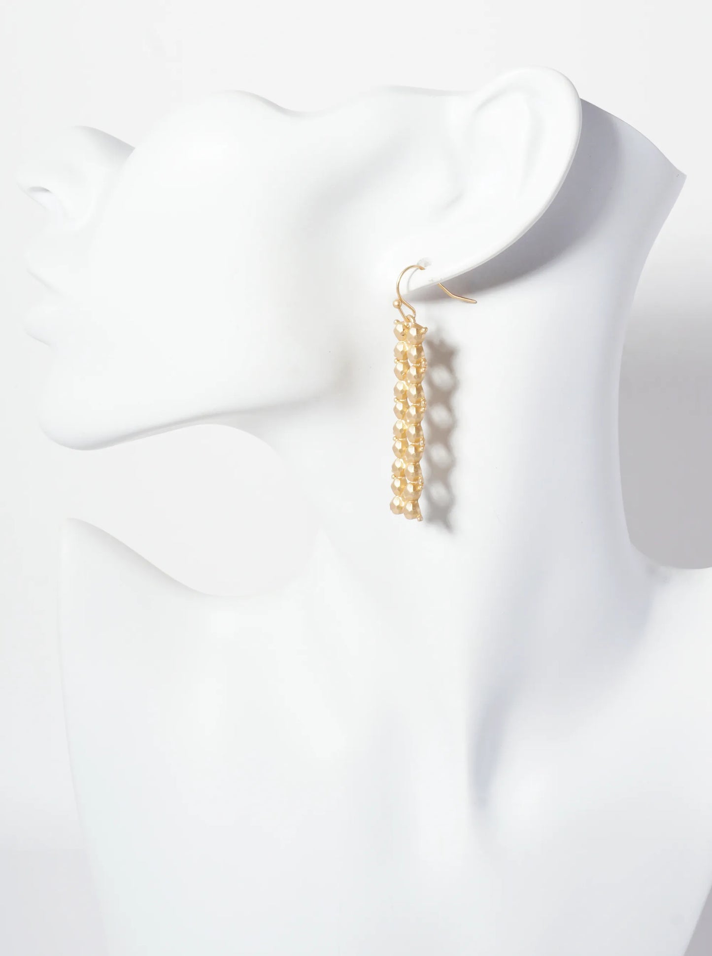 Angular Textured Multi-Faceted Rectangle Drop Earrings