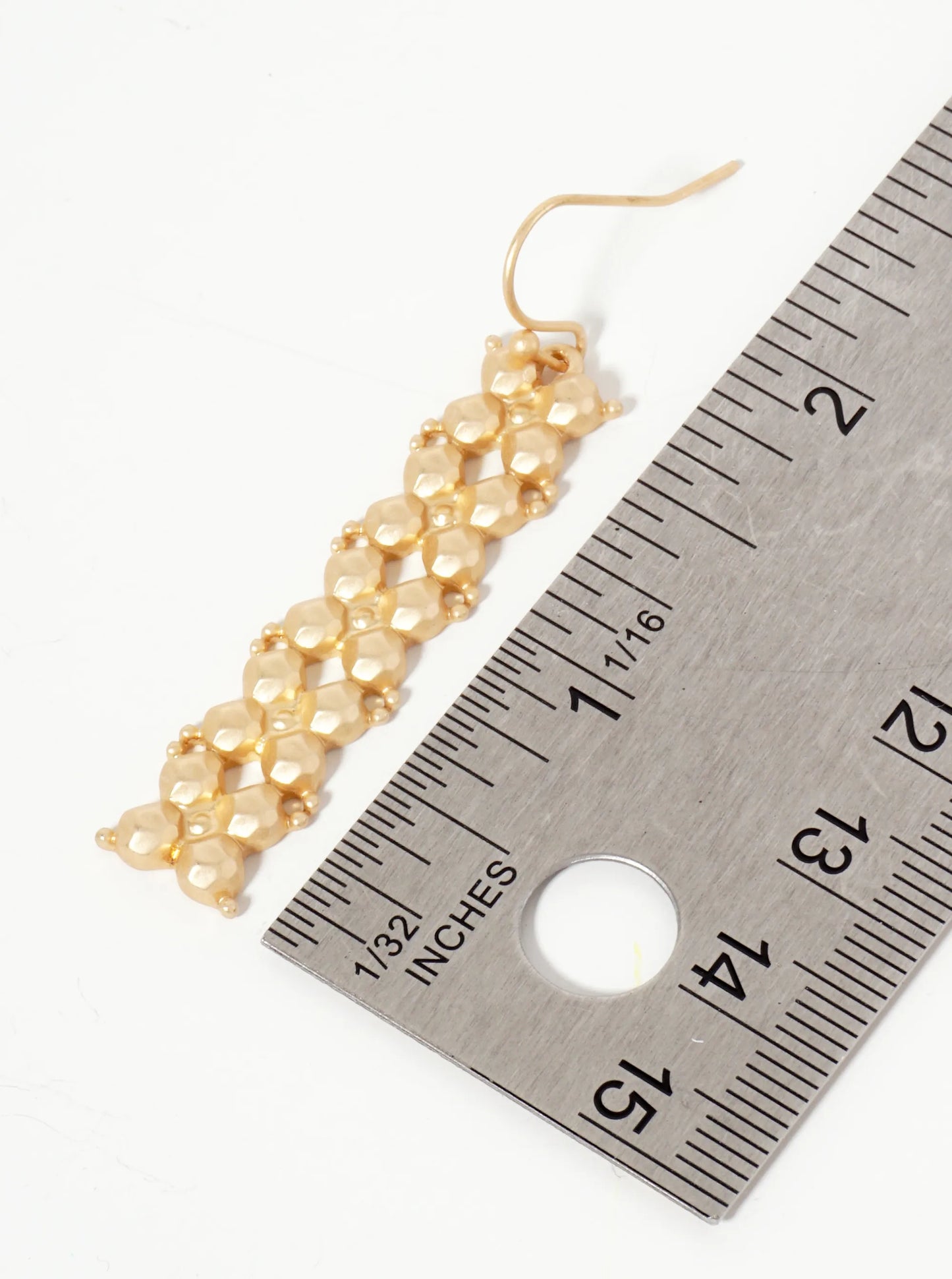 Angular Textured Multi-Faceted Rectangle Drop Earrings