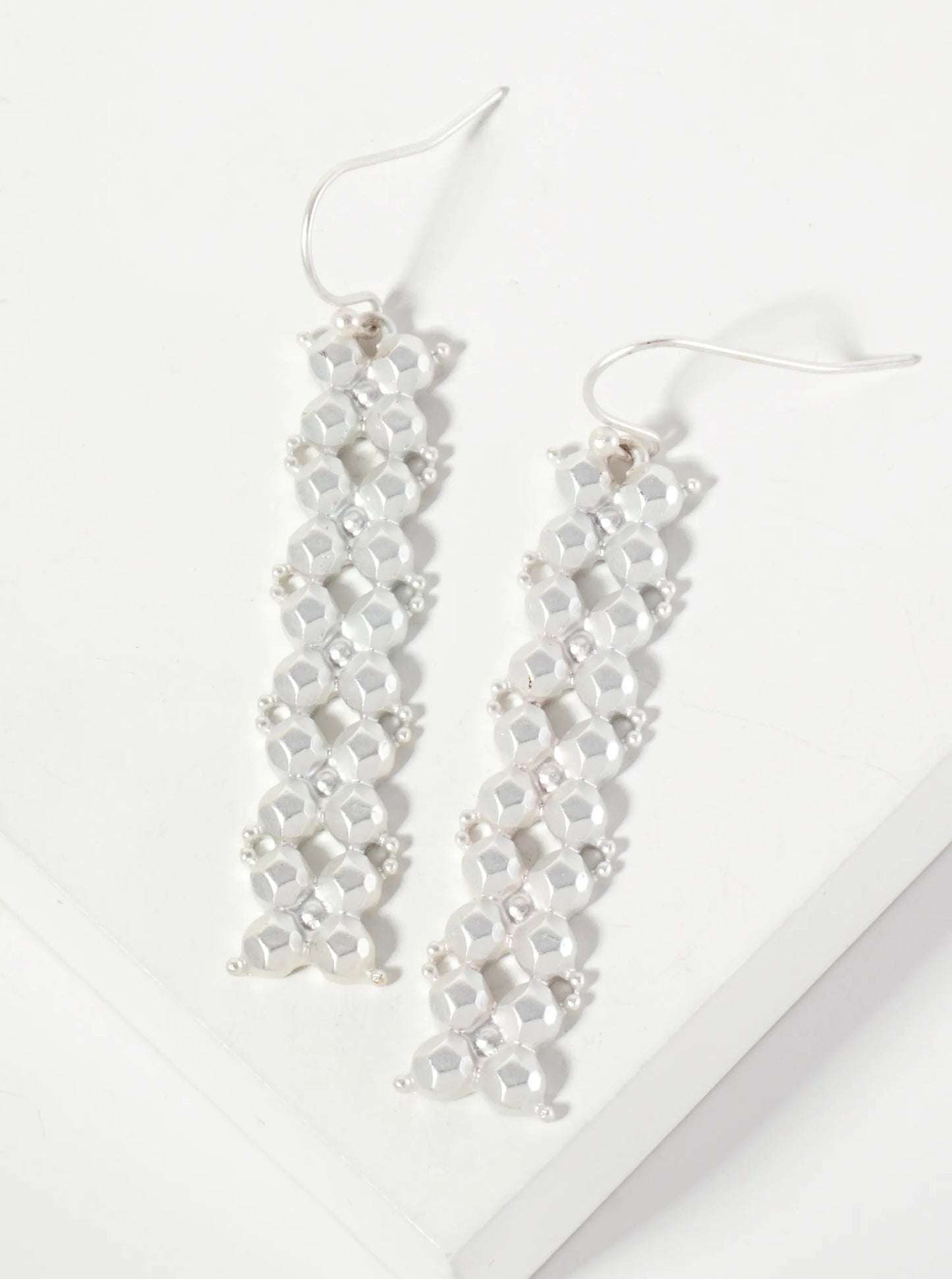 Angular Textured Multi-Faceted Rectangle Drop Earrings