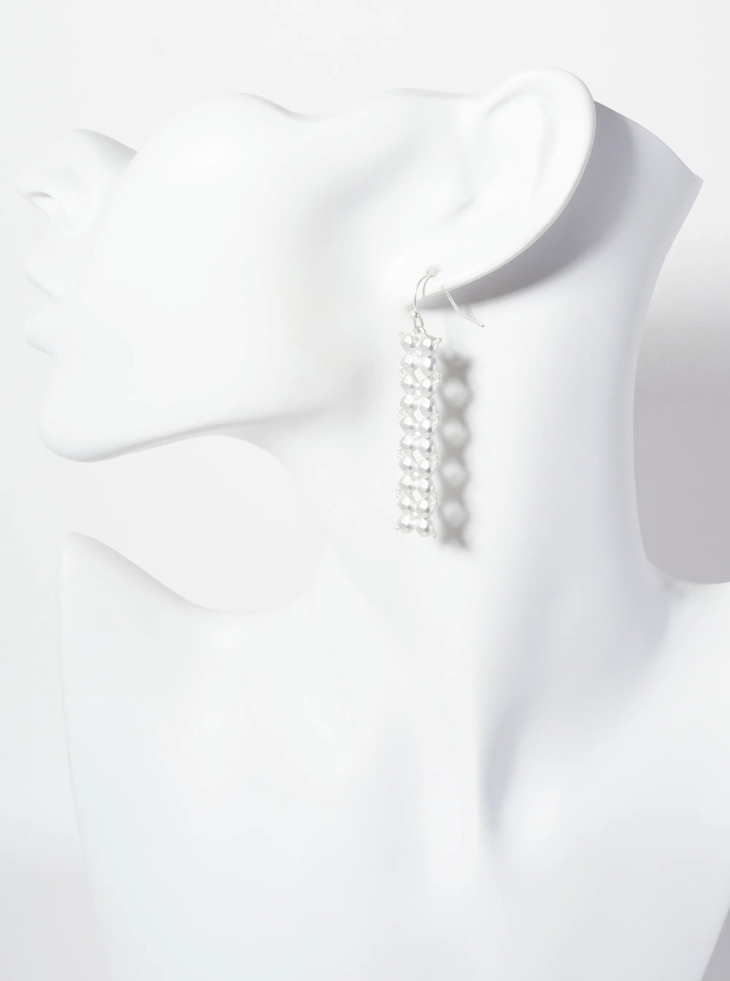 Angular Textured Multi-Faceted Rectangle Drop Earrings