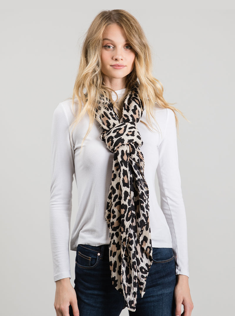 Animal Leopard-Print Polyester Oblong Scarf