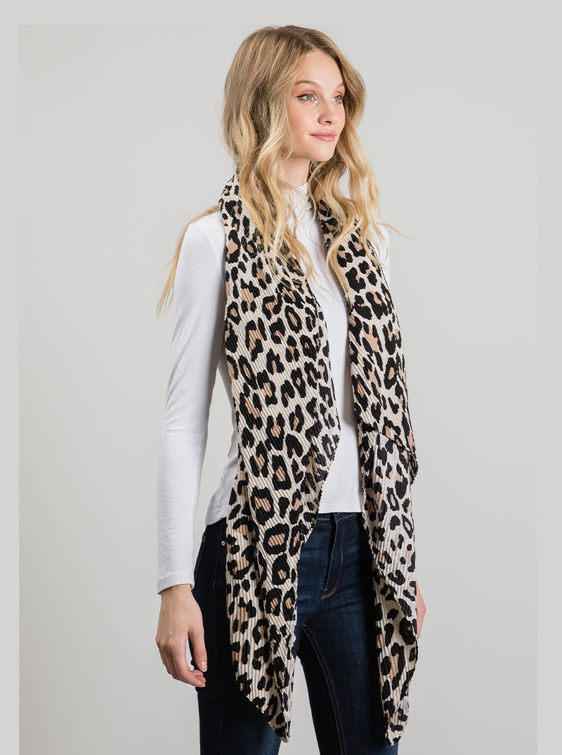 Animal Leopard-Print Polyester Oblong Scarf