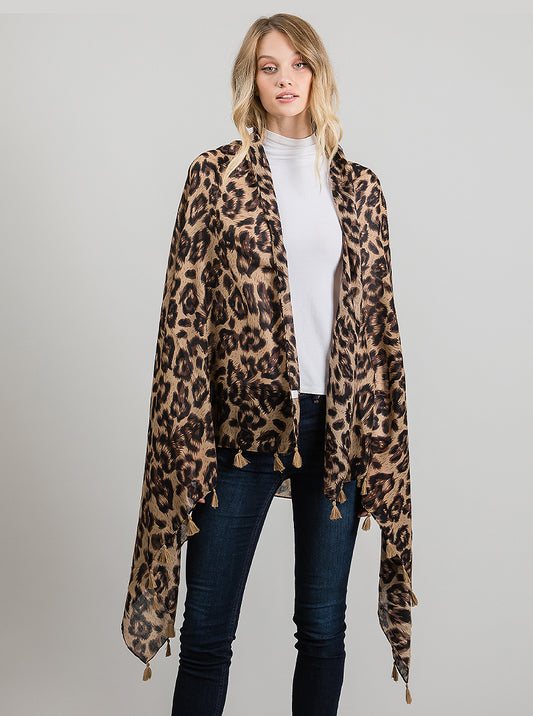Animal Leopard-Print Polyester Oblong Scarf