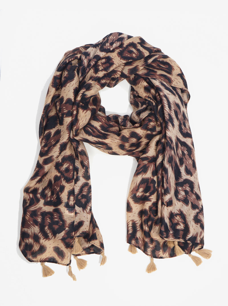 Animal Leopard-Print Polyester Oblong Scarf