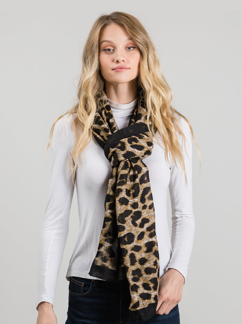 Animal Leopard-Print Polyester Oblong Scarf