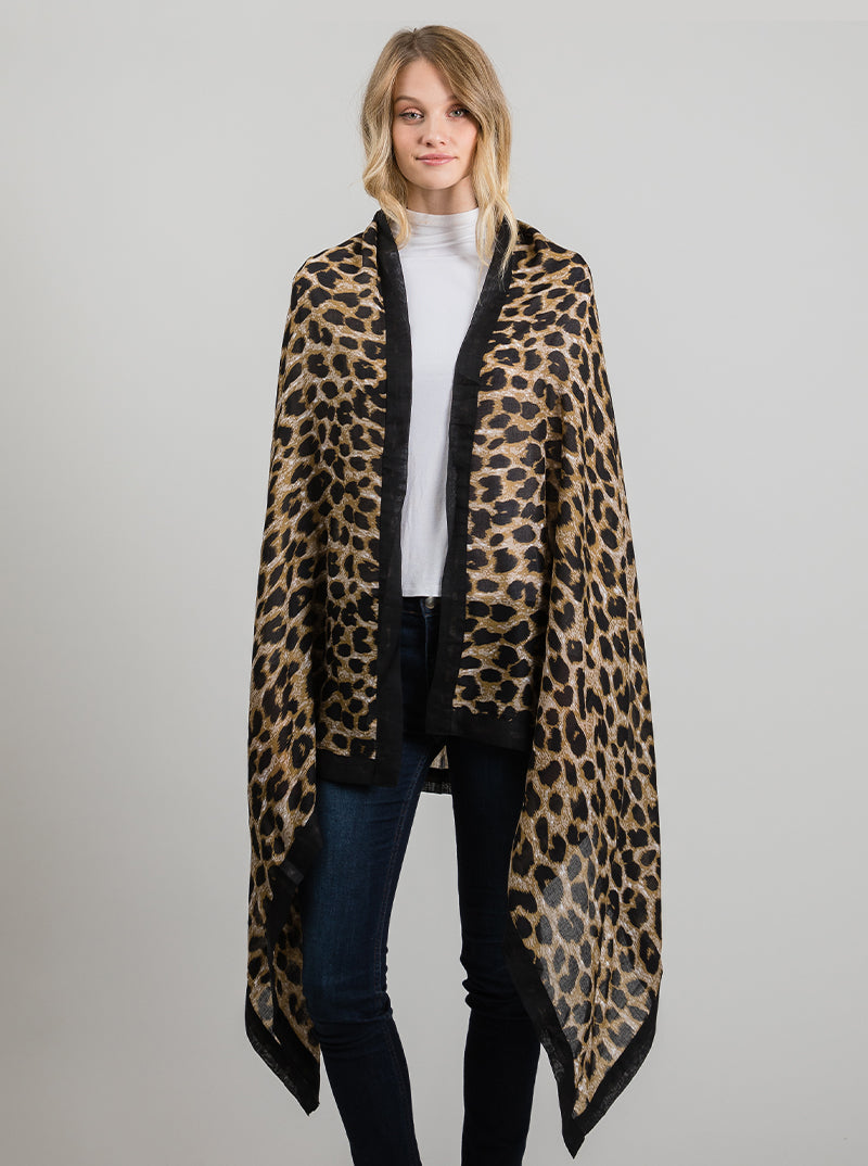 Animal Leopard-Print Polyester Oblong Scarf